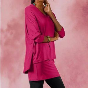 Soft Surroundings Indeevar Tunic Top Large Hot Pink Stretch New With Tags